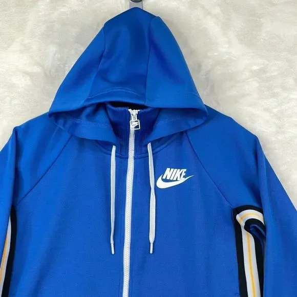 Nike Hooded Sweatshirt Womens Size Small Blue Retro Full Zip Track Jacket Hoodie - Picture 2 of 15